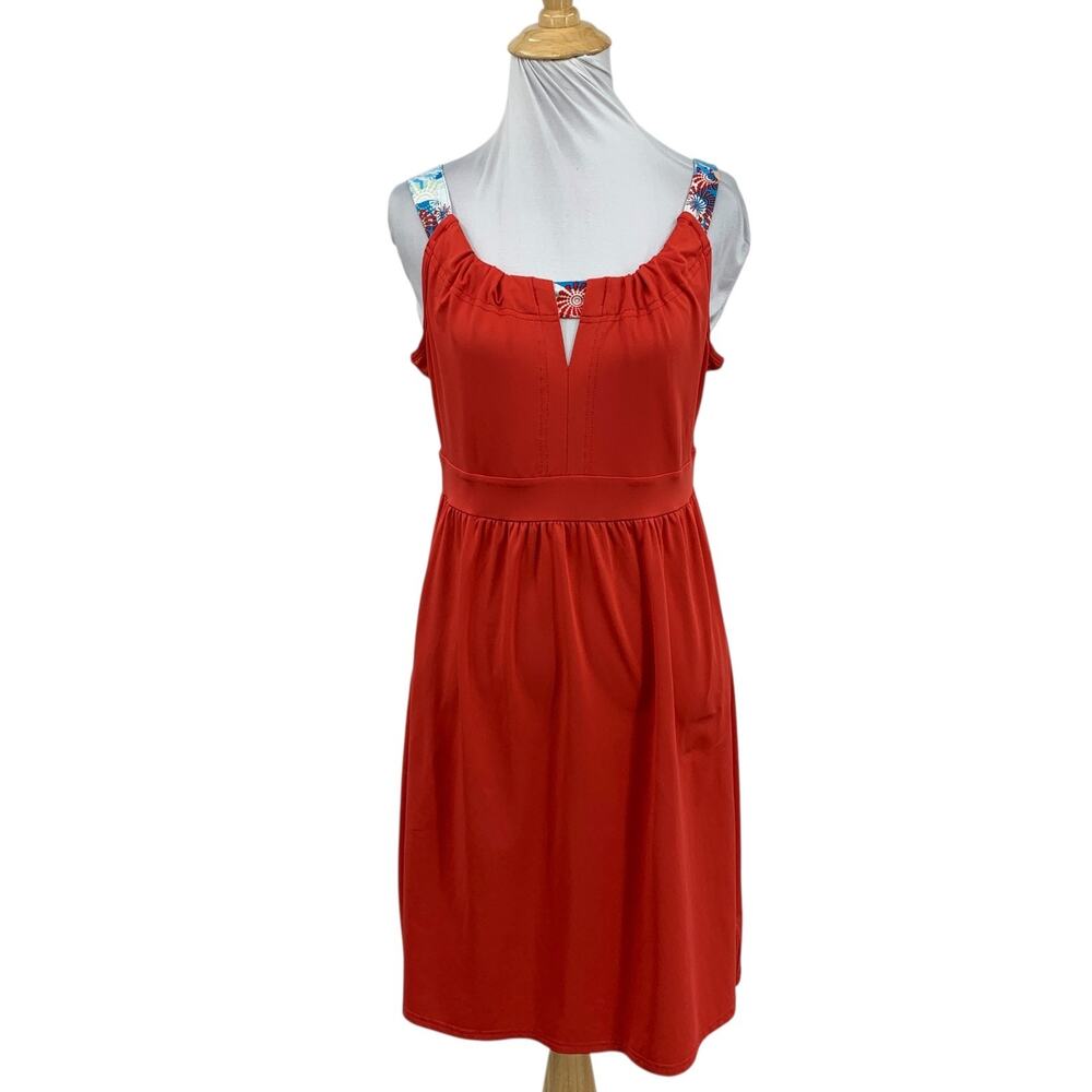 Exofficio Dress Womens S Small Red Sol Cool Contrast Strappy Keyhole Sleeveless